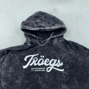 Troegs Independent Brewing Hoodie Large Acid Wash Black Beer Pullover Sweatshirt